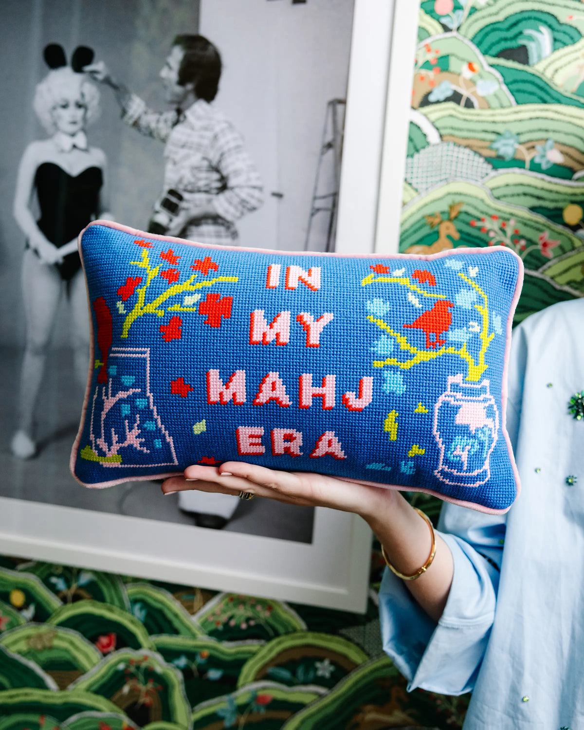 In My Mahj Era Needlepoint Pillow - Furbish Studio