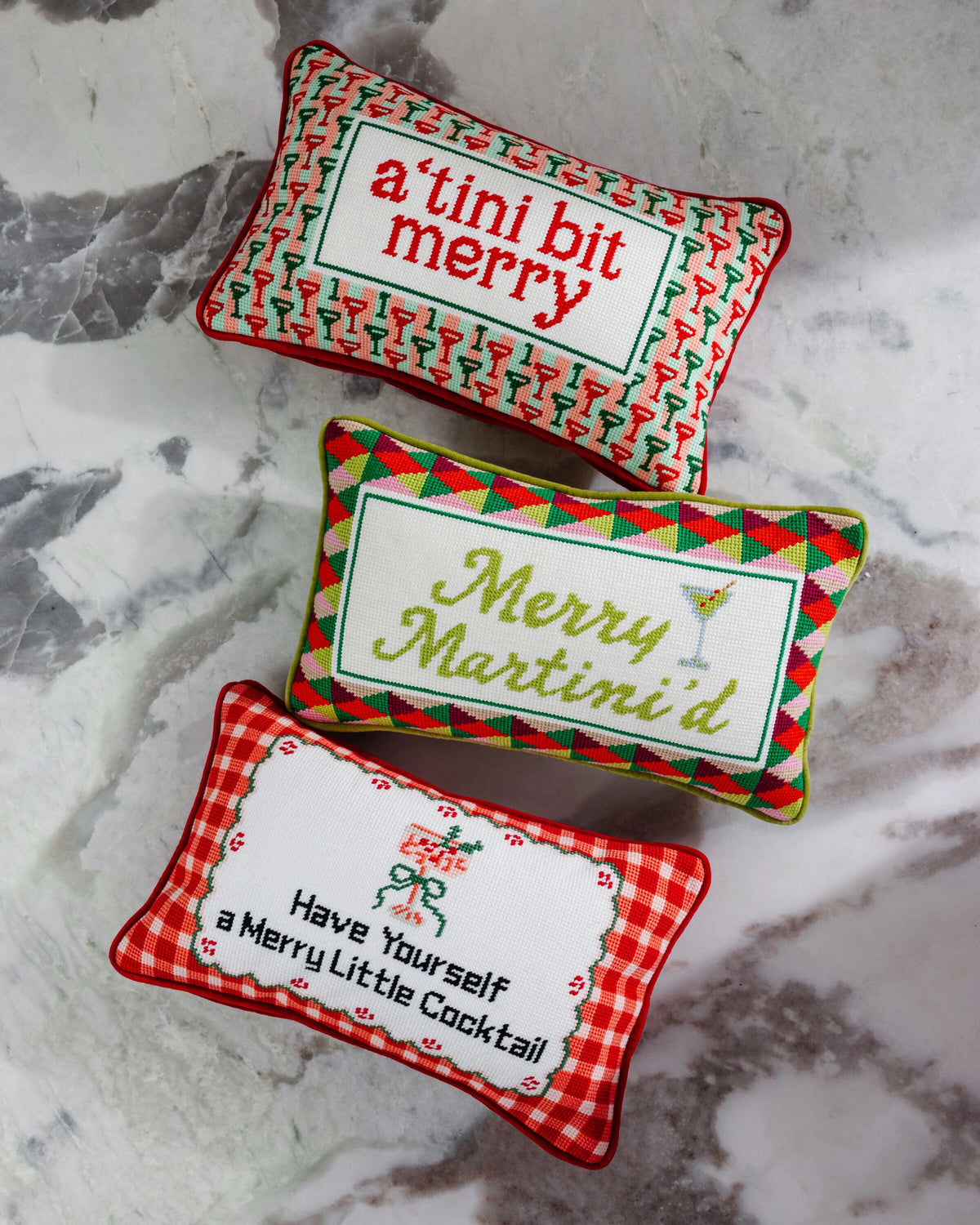 Merry Tini'd Needlepoint Pillow - Furbish Studio