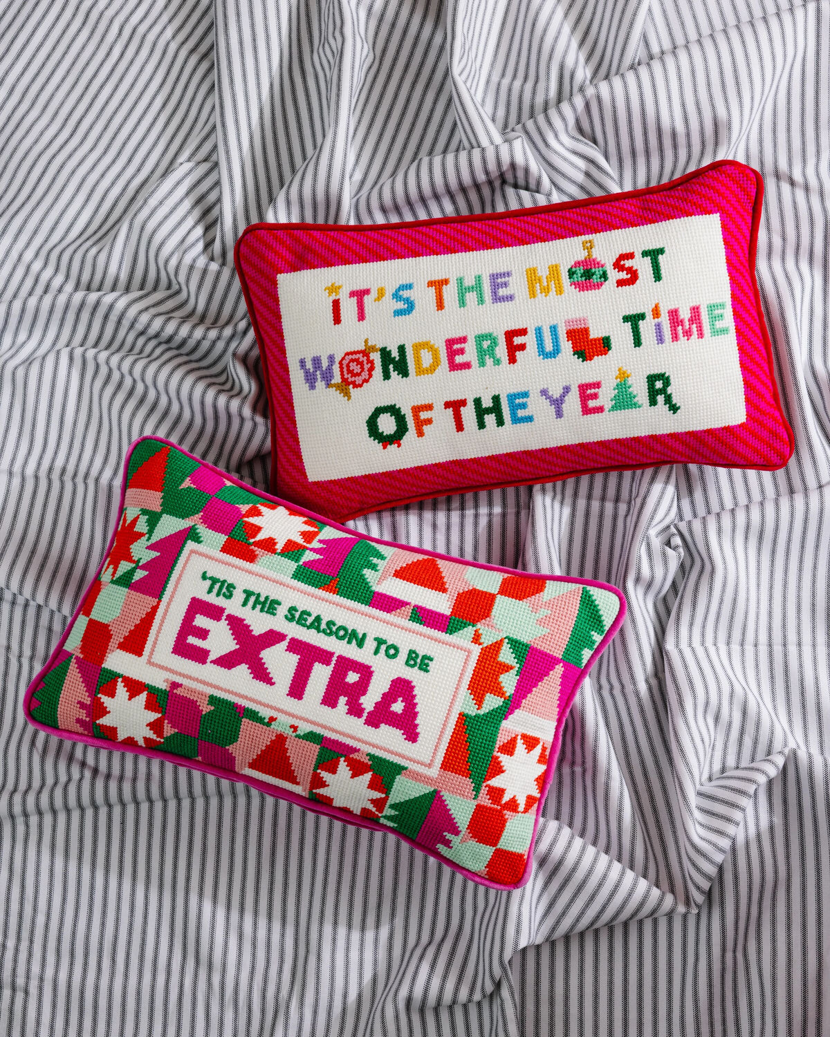 Most Wonderful Time Needlepoint Pillow - Furbish Studio