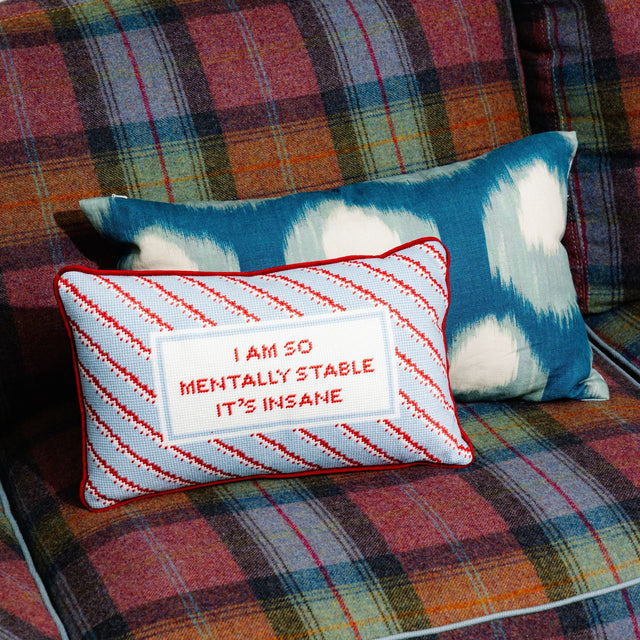 Mentally Stable Needlepoint Pillow - Furbish Studio