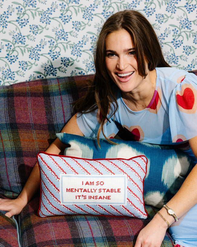 Mentally Stable Needlepoint Pillow - Furbish Studio