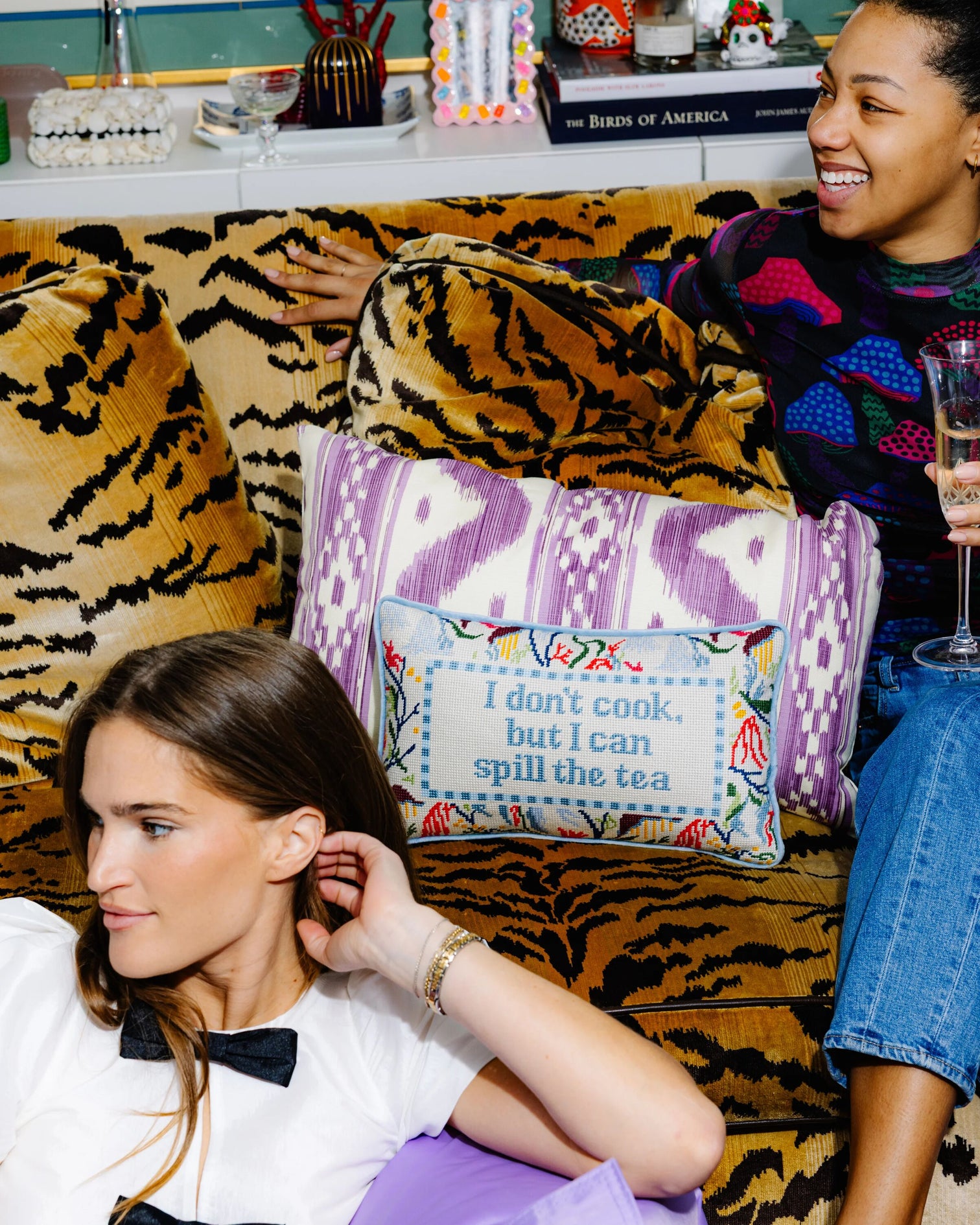 Spill the Tea Needlepoint Pillow - Furbish Studio