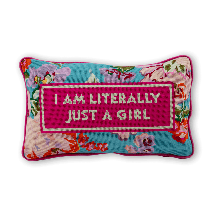 Just A Girl Needlepoint Pillow - Furbish Studio