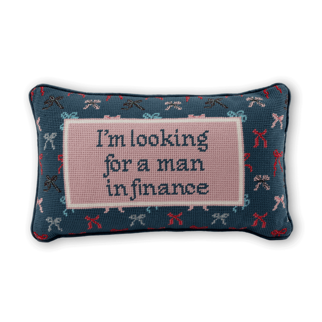 Man In Finance Needlepoint Pillow - Furbish Studio