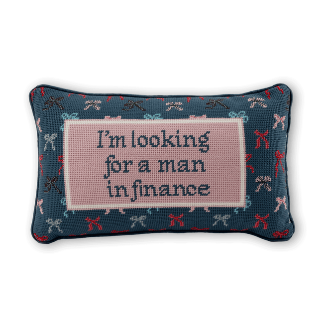 Man In Finance Needlepoint Pillow - Furbish Studio