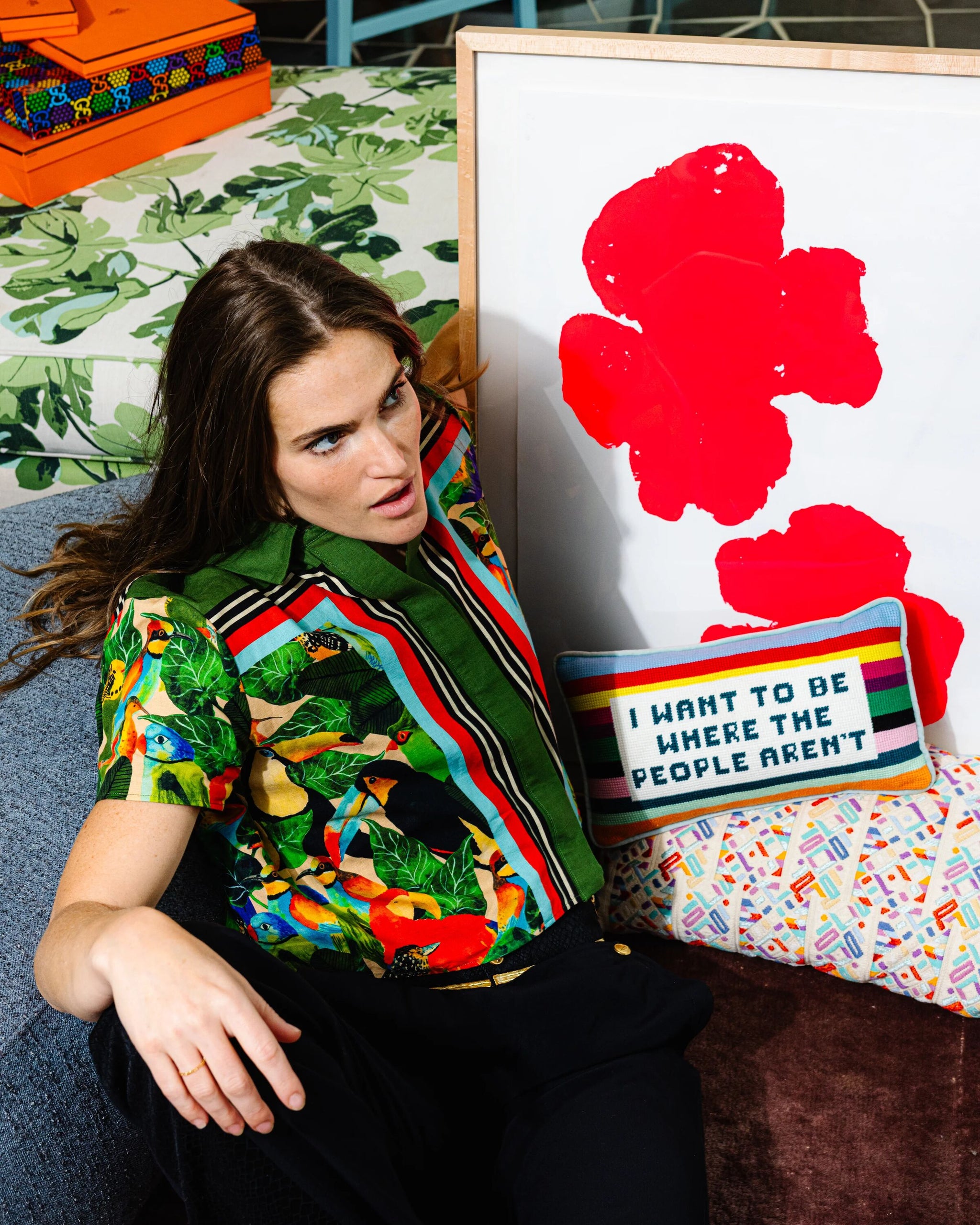 I Want to be Where the People Aren't Needlepoint Pillow - Furbish