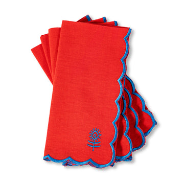 Icon Linen Napkins S/4 - Cherry + Peacock - Furbish Studio