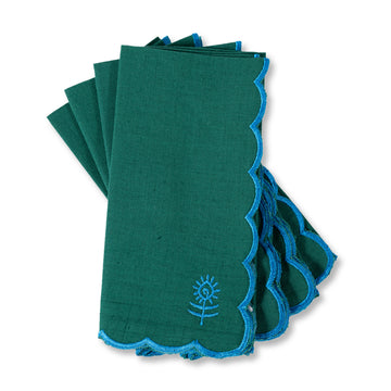 Icon Linen Napkins S/4 - Emerald + Peacock - Furbish Studio