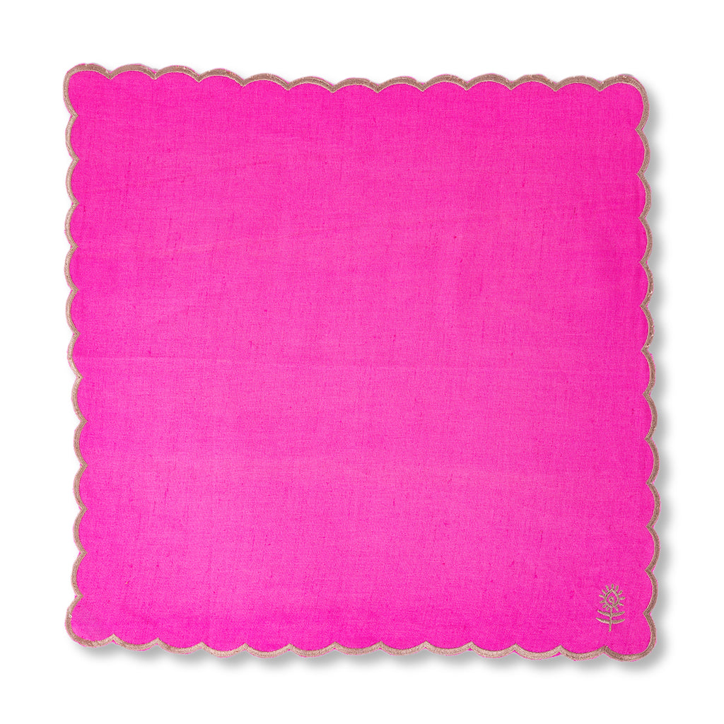 Icon Linen Napkins S/4 - Hot Pink + Khaki - Furbish Studio
