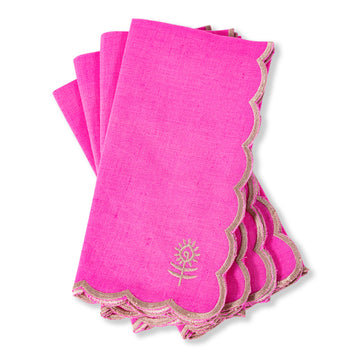 Icon Linen Napkins S/4 - Hot Pink + Khaki - Furbish Studio