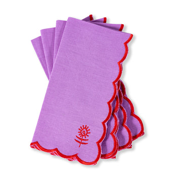 Icon Linen Napkins S/4 - Lilac + Cherry - Furbish Studio