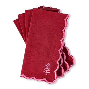 Icon Linen Napkins S/4 - Wine + Pink - Furbish Studio