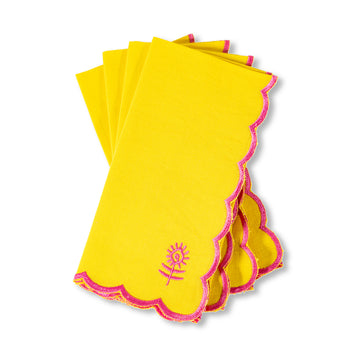 Icon Linen Napkins S/4 - Yellow + Hot Pink - Furbish Studio