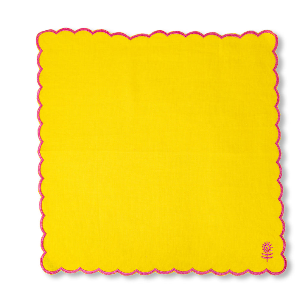 Icon Linen Napkins S/4 - Yellow + Hot Pink - Furbish Studio
