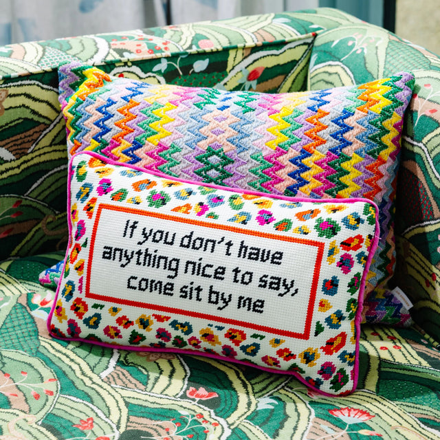 Come Sit By Me Needlepoint Pillow - Furbish Studio