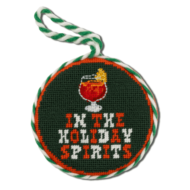 Needlepoint Ornament - Holiday Spirits - Furbish Studio