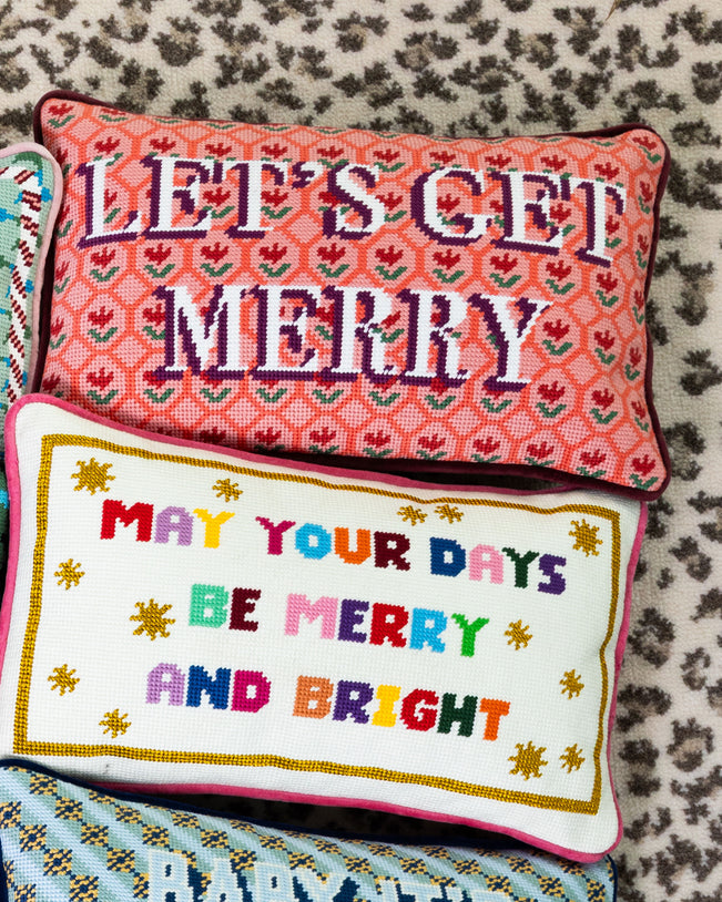 Let's Get Merry Needlepoint Pillow - Furbish Studio