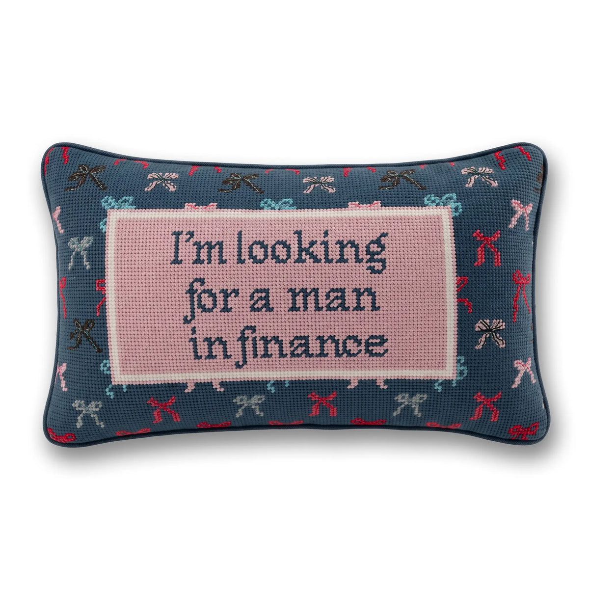 Man In Finance Needlepoint Pillow - Furbish Studio