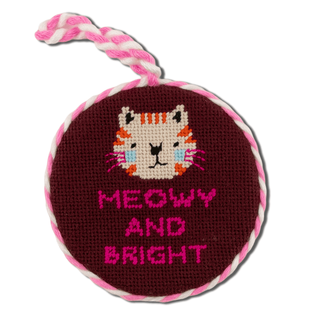 Needlepoint Ornament - Meowy & Bright - Furbish Studio