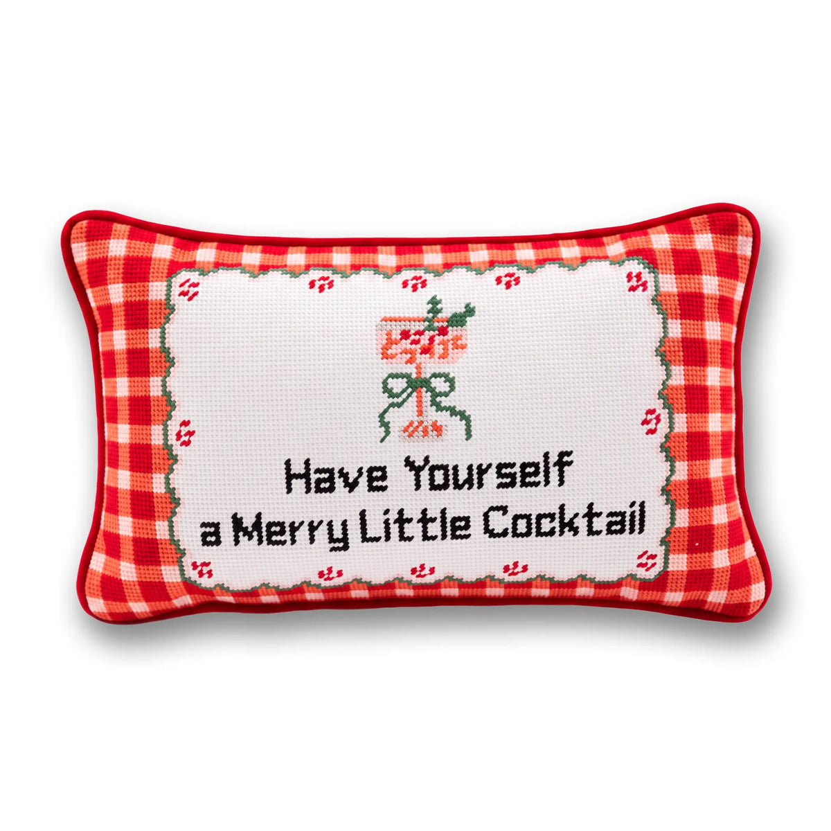 Merry Little Cocktail Needlepoint Pillow - Furbish Studio