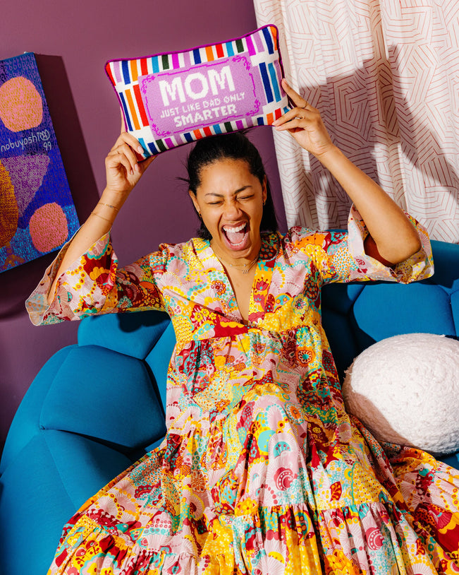 Mom Rules Needlepoint Pillow - Furbish Studio