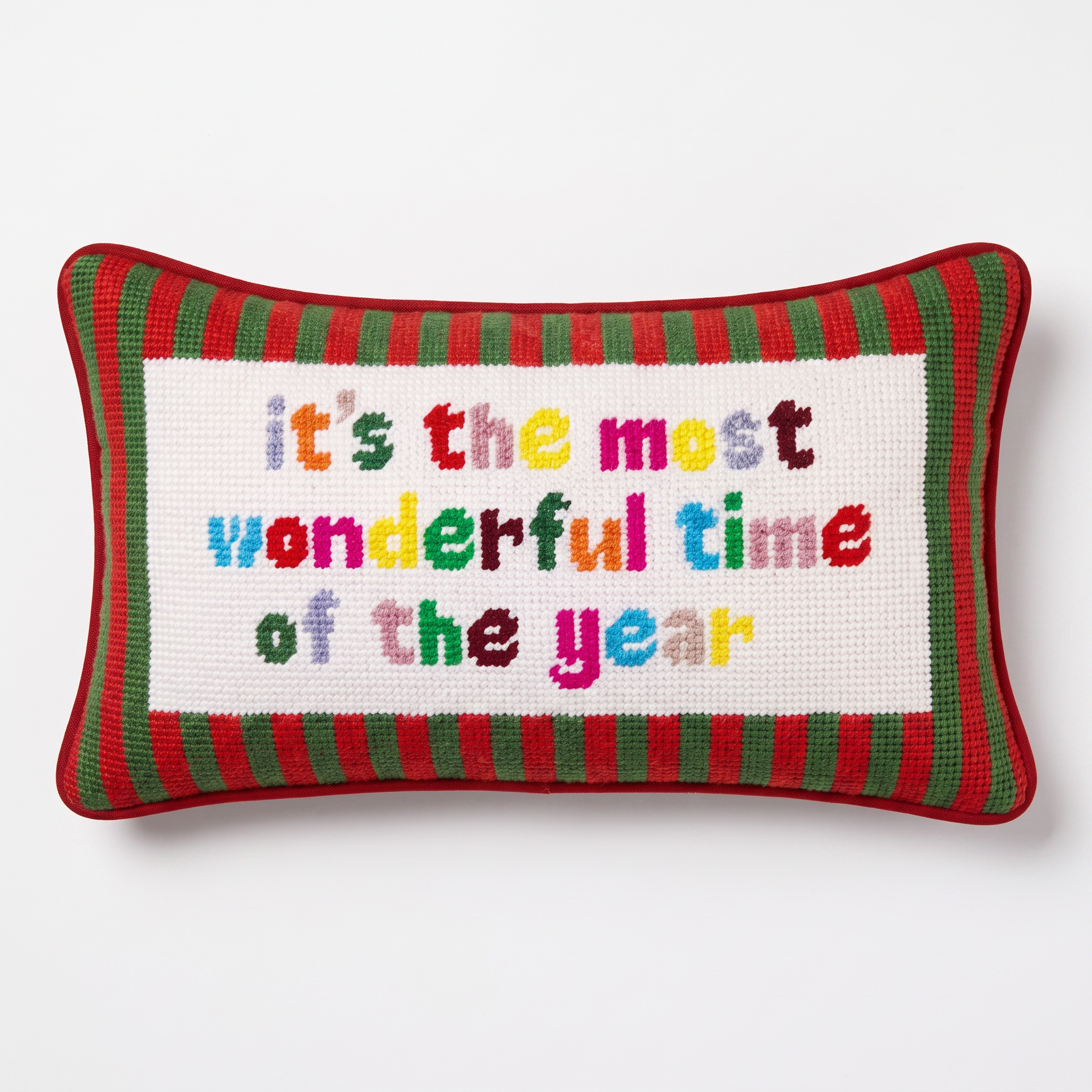 Most Wonderful Time Needlepoint Pillow