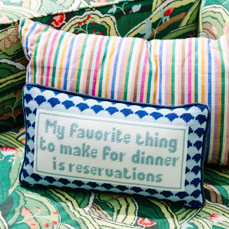 Reservations Needlepoint Pillow - Furbish Studio