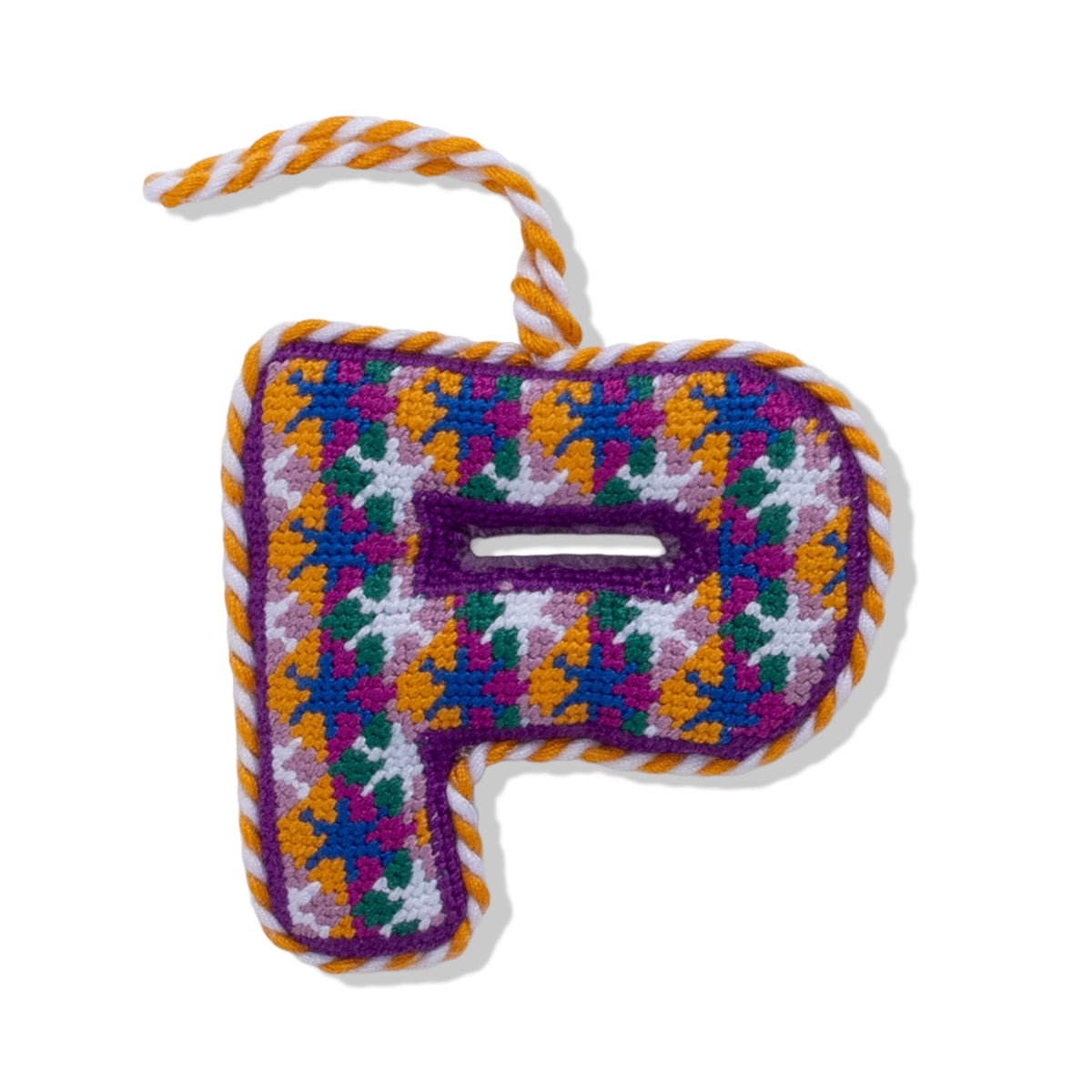 Needlepoint Monogram Ornament - P - Furbish Studio