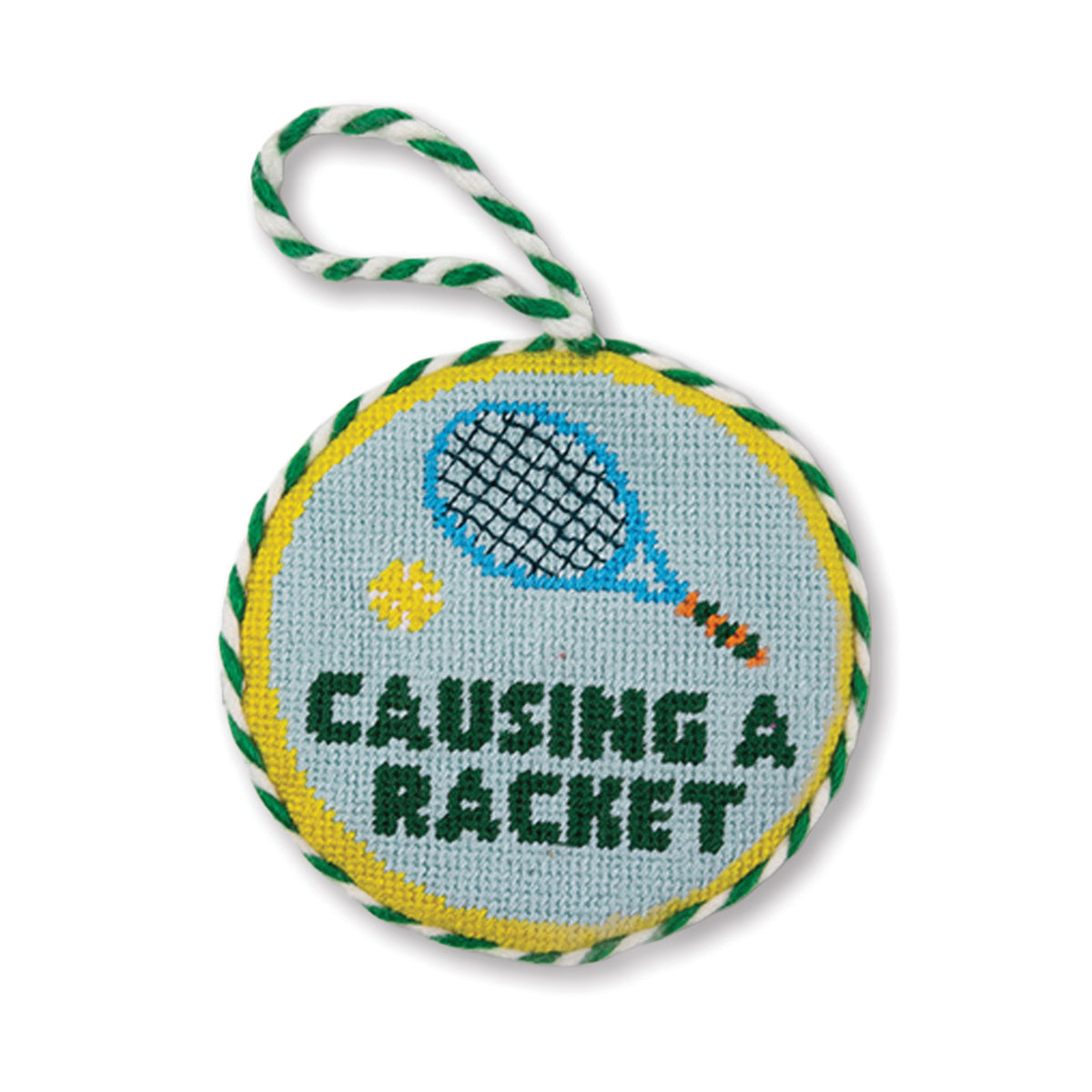 Needlepoint Ornament - Causing A Racket - Furbish Studio
