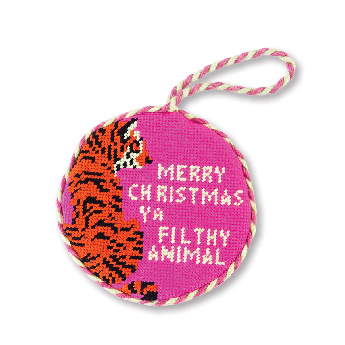Needlepoint Ornament - Filthy Animal - Furbish Studio
