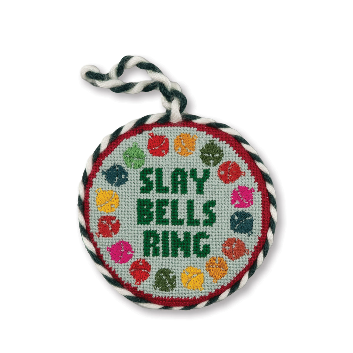 Needlepoint Ornament - Slay Bells Ring - Furbish Studio