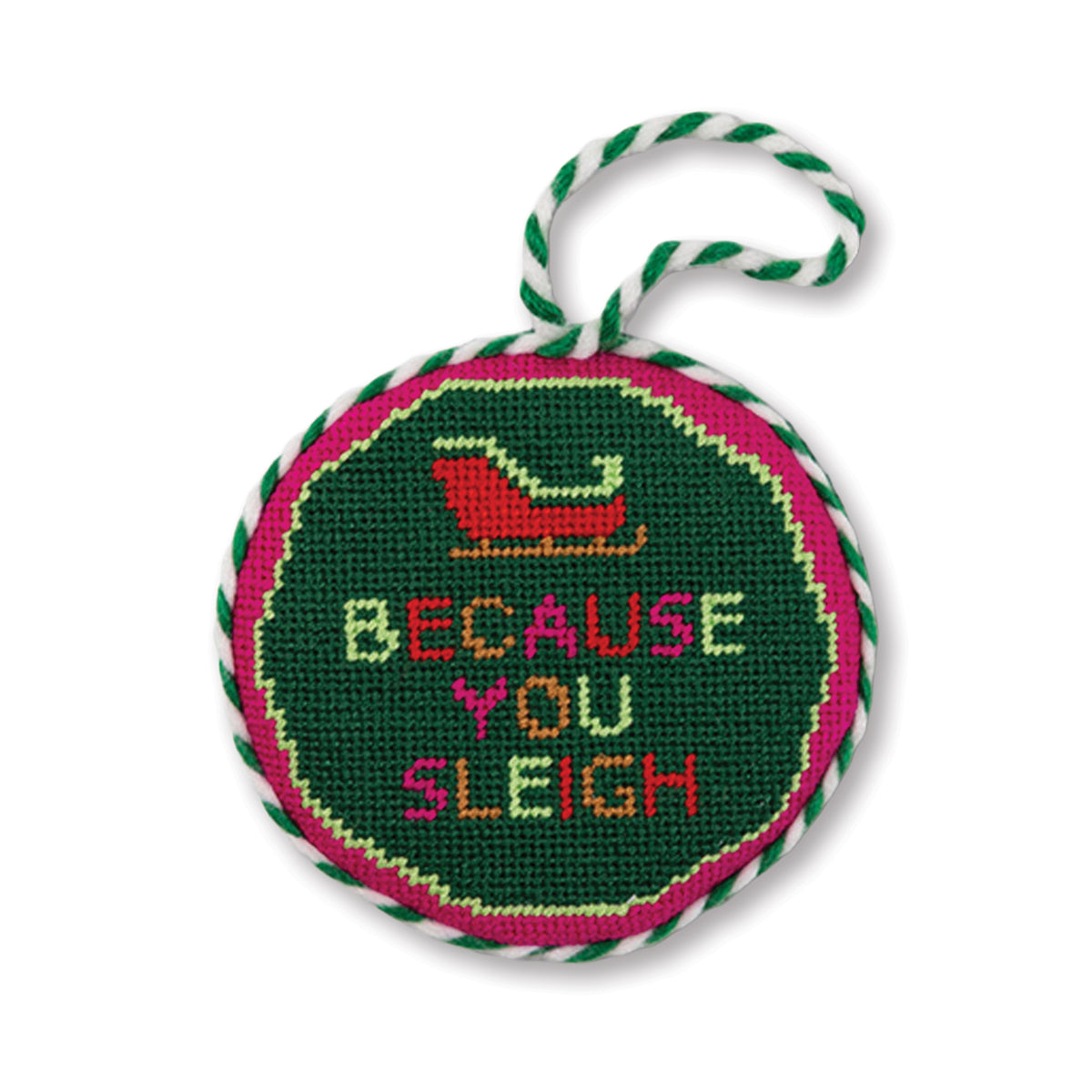 Needlepoint Ornament - Sleigh - Furbish Studio