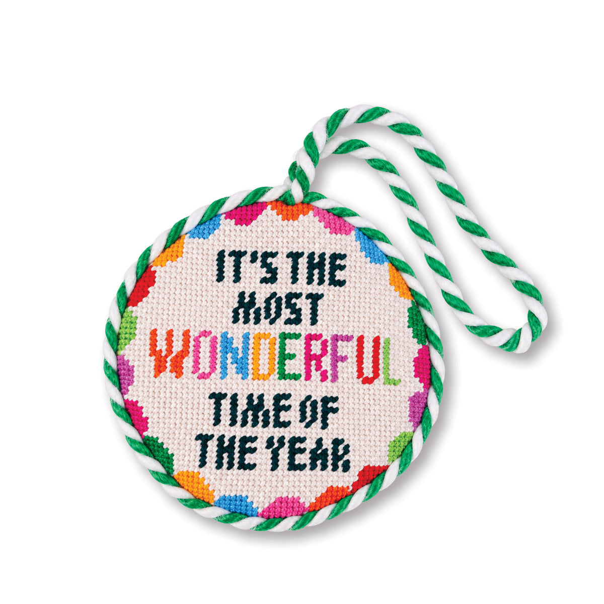Needlepoint Ornament - Wonderful Time - Furbish Studio