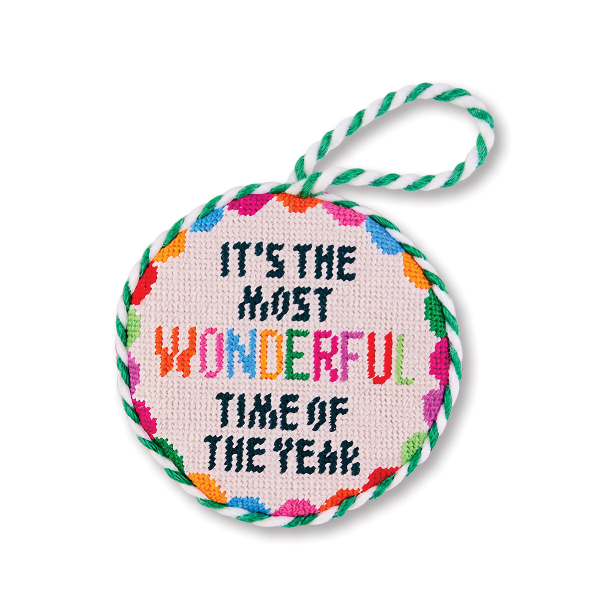Needlepoint Ornament - Wonderful Time - Furbish Studio
