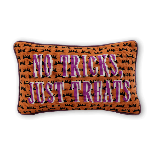 No Tricks Needlepoint Pillow - Furbish Studio