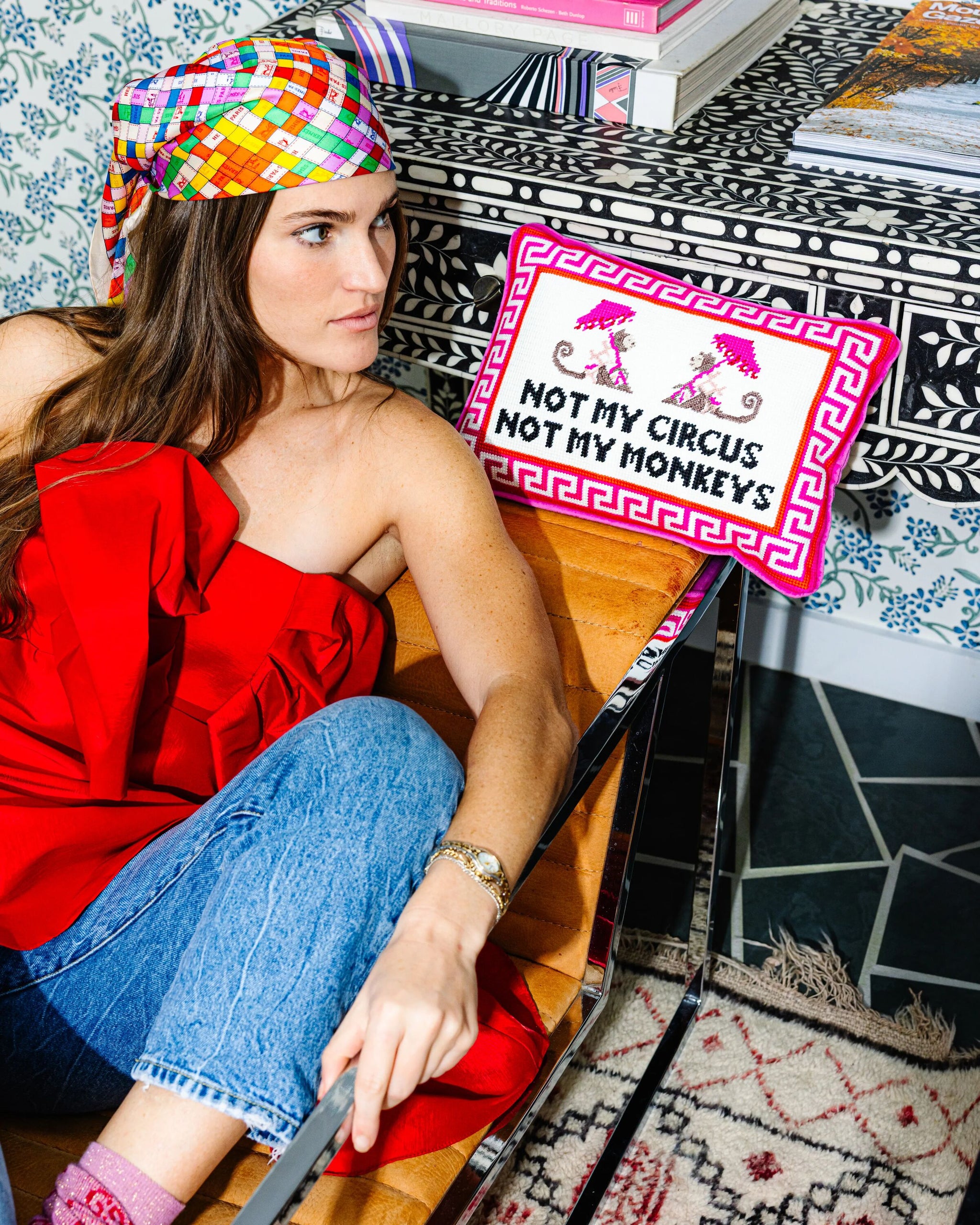 Not My Circus Needlepoint Pillow - Furbish Studio