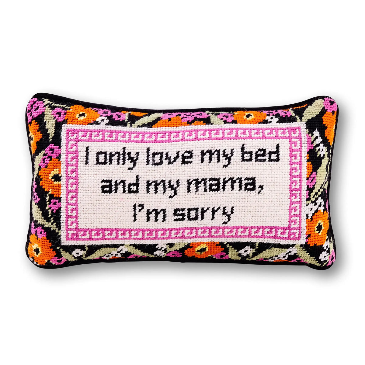 Only Love My Bed Needlepoint Pillow