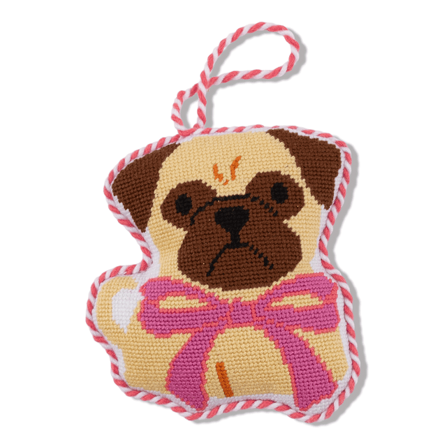 Needlepoint Icon Ornament - Pug - Furbish Studio