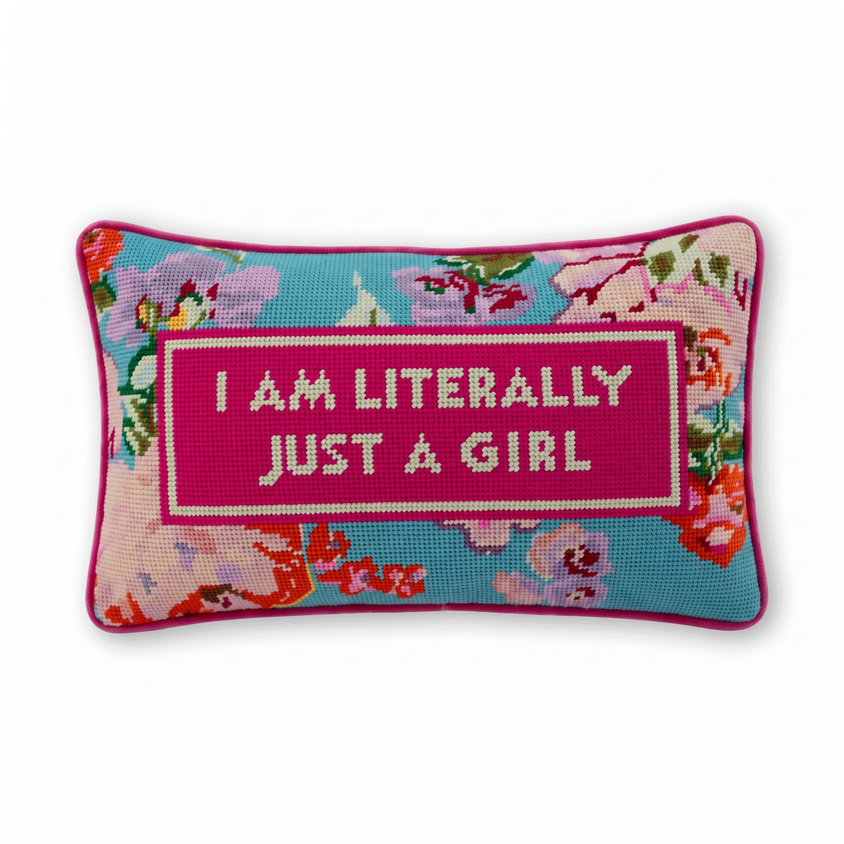 Just A Girl Needlepoint Pillow - Furbish Studio
