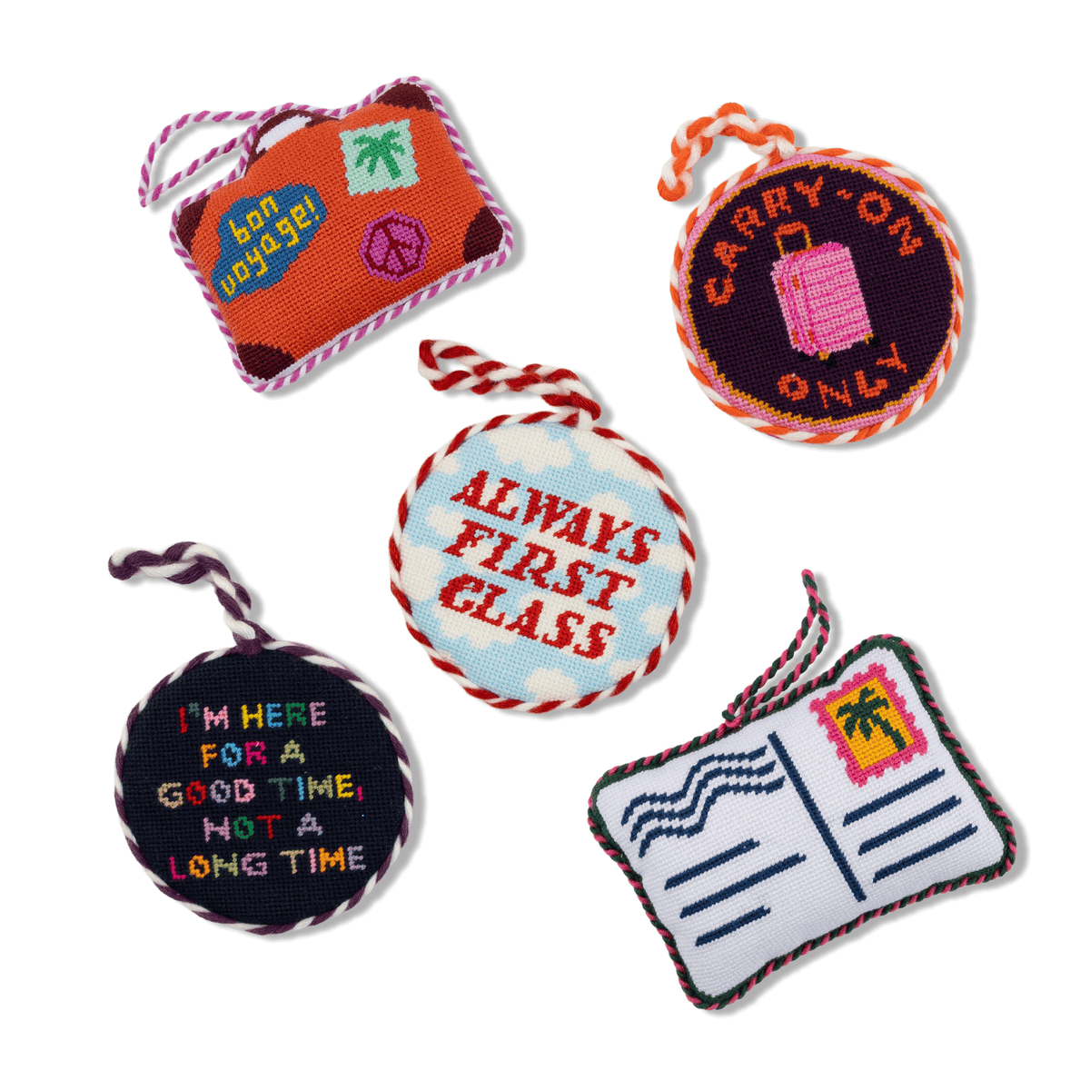 Needlepoint Ornament - Good Time Not Long Time - Furbish Studio