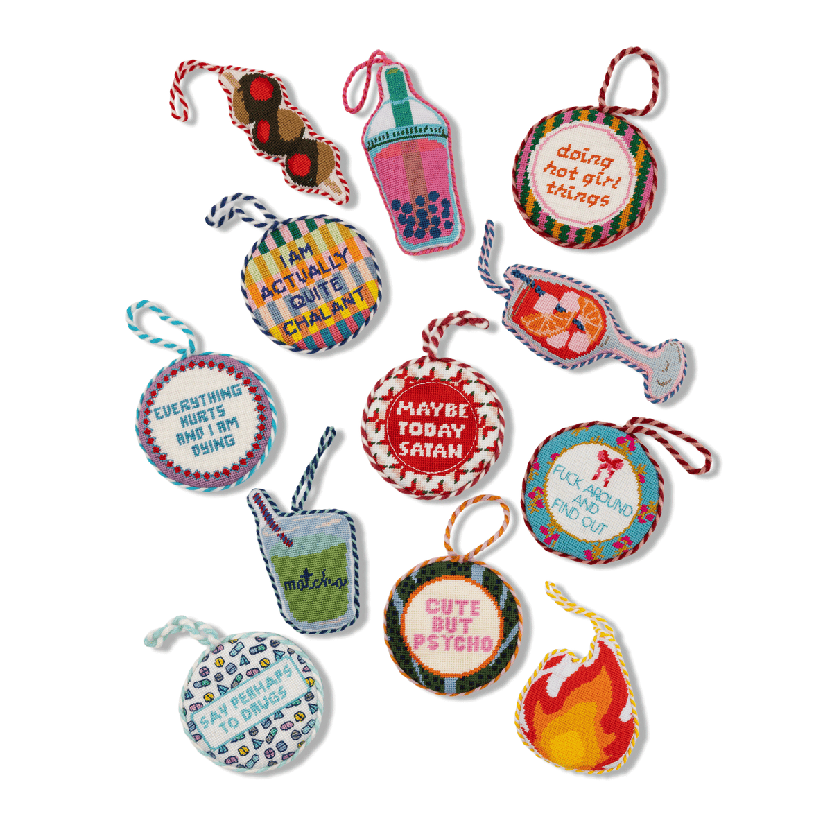 Needlepoint Ornament - Maybe Today Satan - Furbish Studio