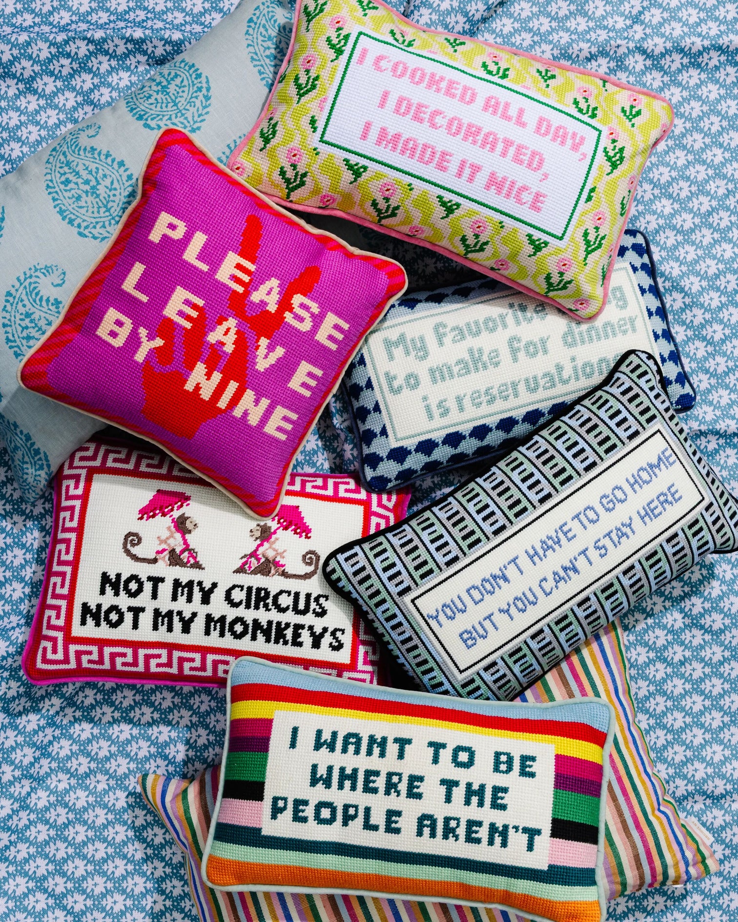 Leave by Nine Needlepoint Pillow - Furbish Studio