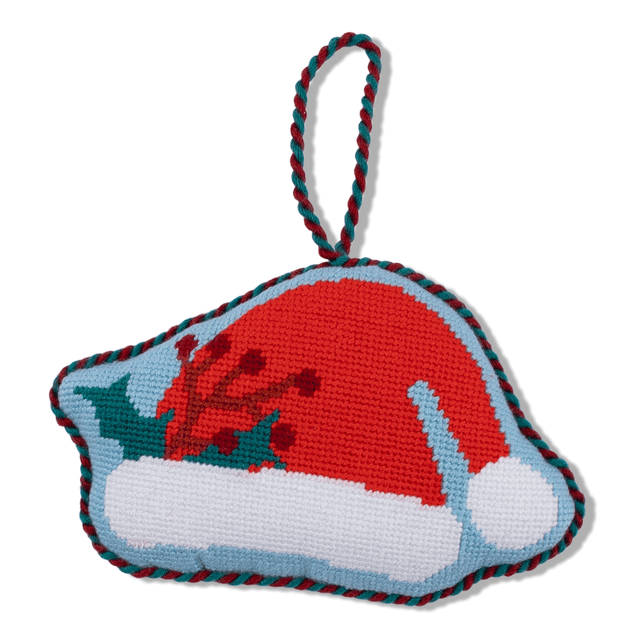 Needlepoint Icon Ornament - Santa Hat - Furbish Studio