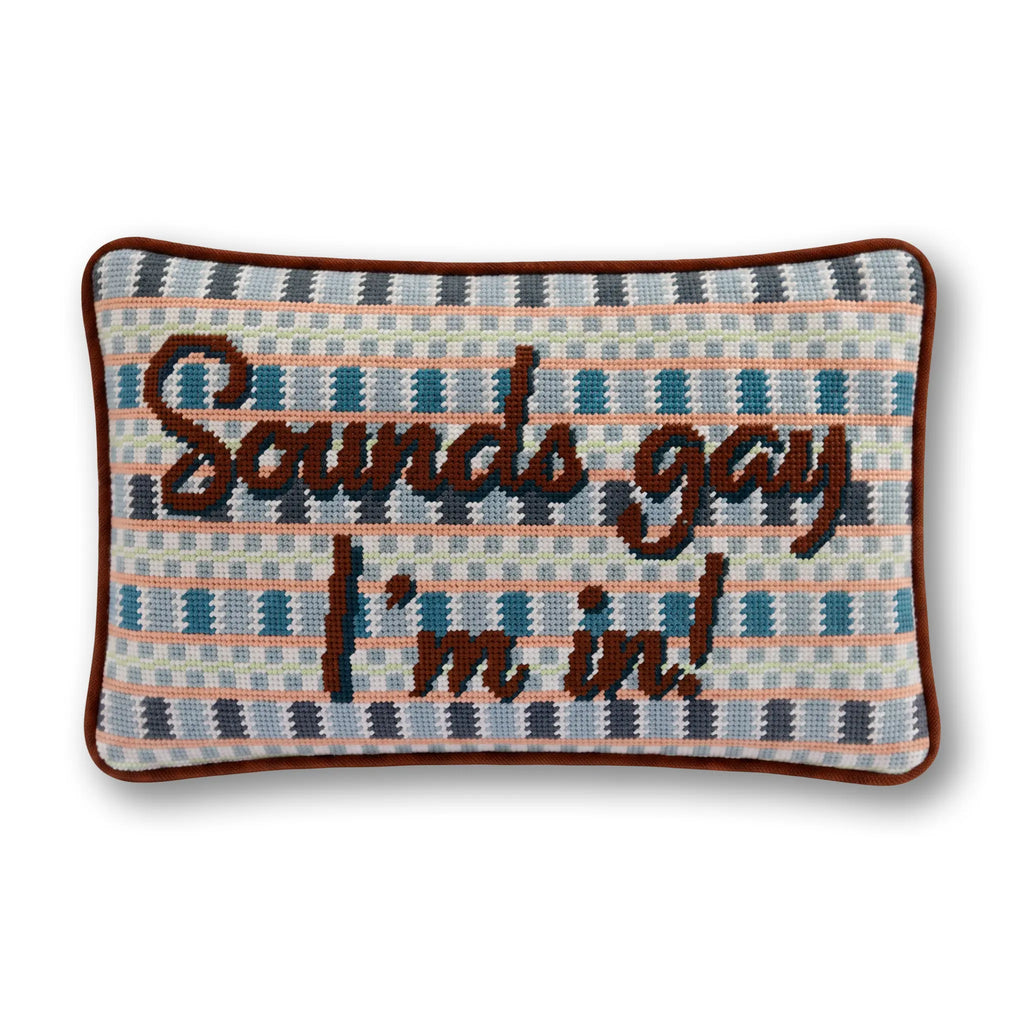 GNU DIRTY PILLOW162 パウダーランが楽しいボード Sounds Gay Needlepoint Pillow – Furbish Studio