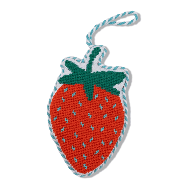 Needlepoint Icon Ornament - Strawberry - Furbish Studio