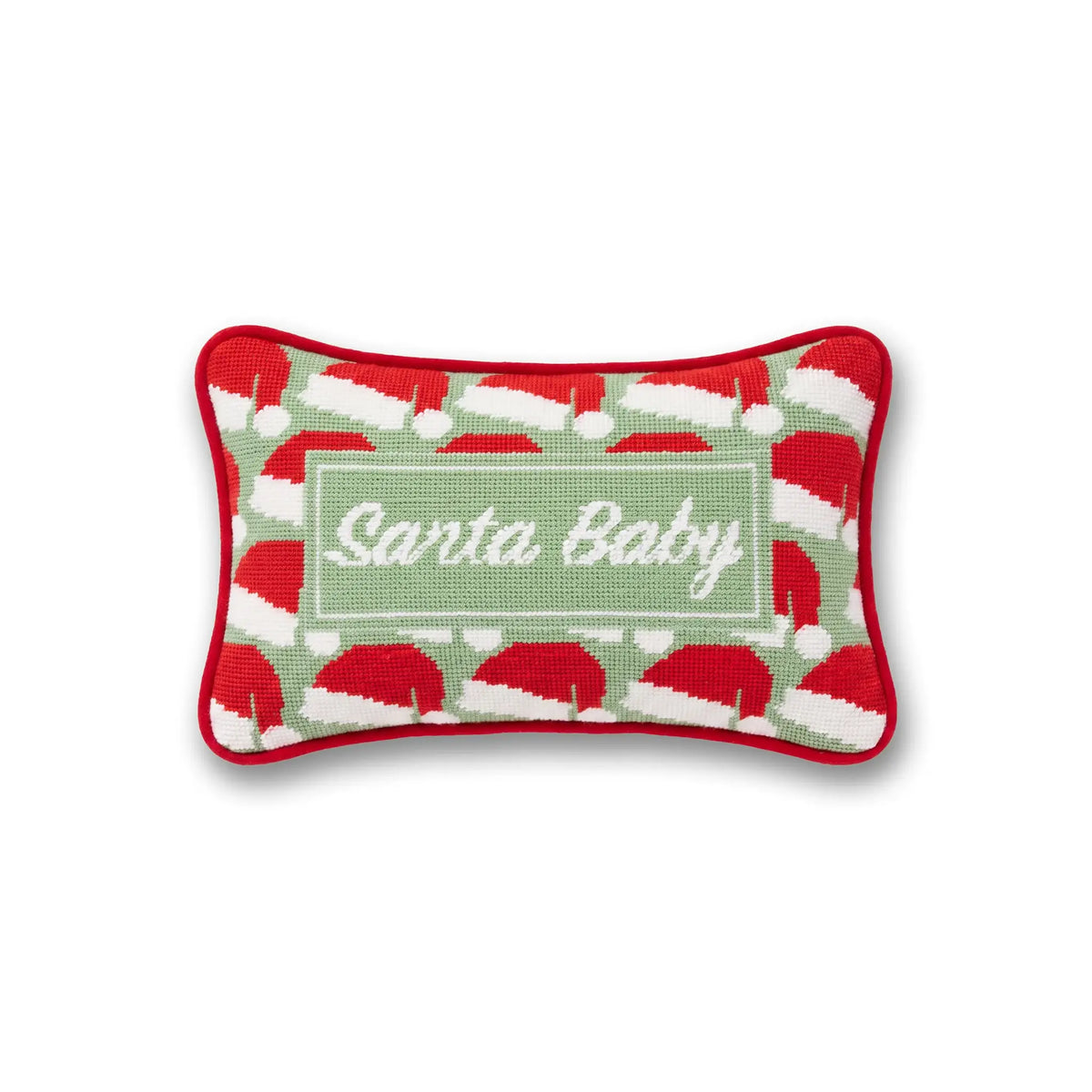 Santa Baby Mini Needlepoint Pillow - Furbish Studio