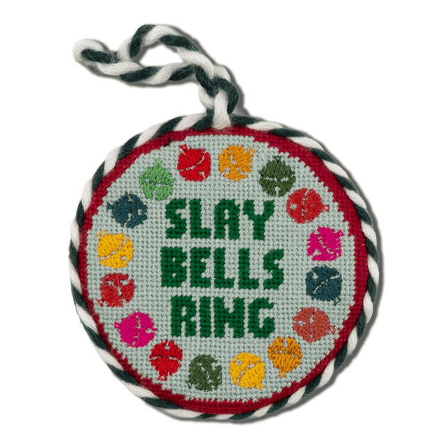 Needlepoint Ornament - Slay Bells Ring - Furbish Studio