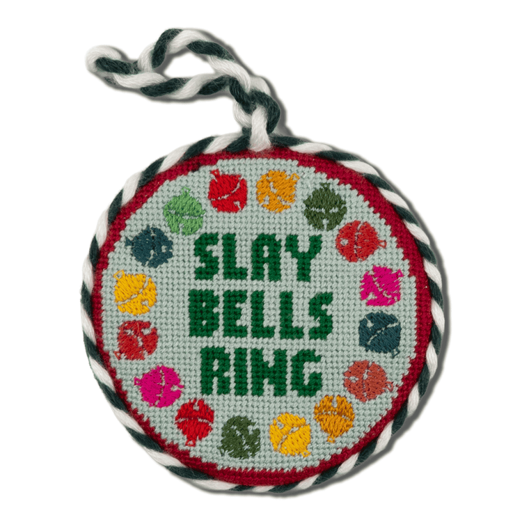 Needlepoint Ornament - Slay Bells Ring - Furbish Studio