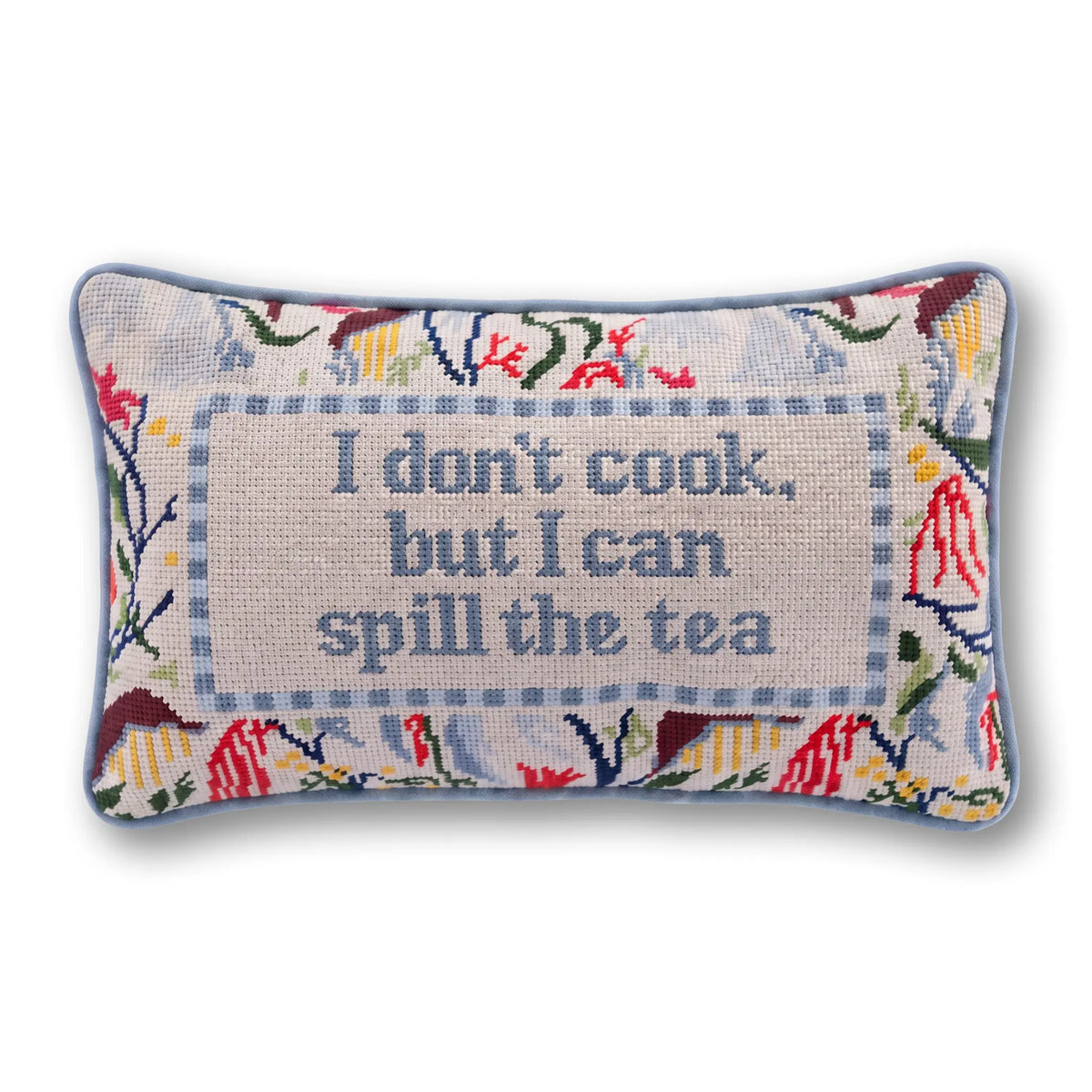 Spill the Tea Needlepoint Pillow - Furbish Studio