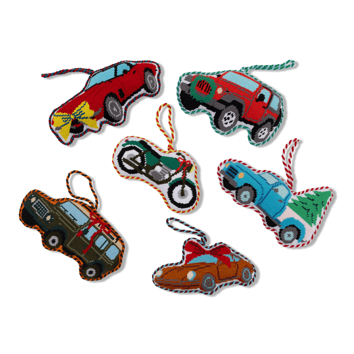 Needlepoint Icon Ornament - Motorcycle - Furbish Studio